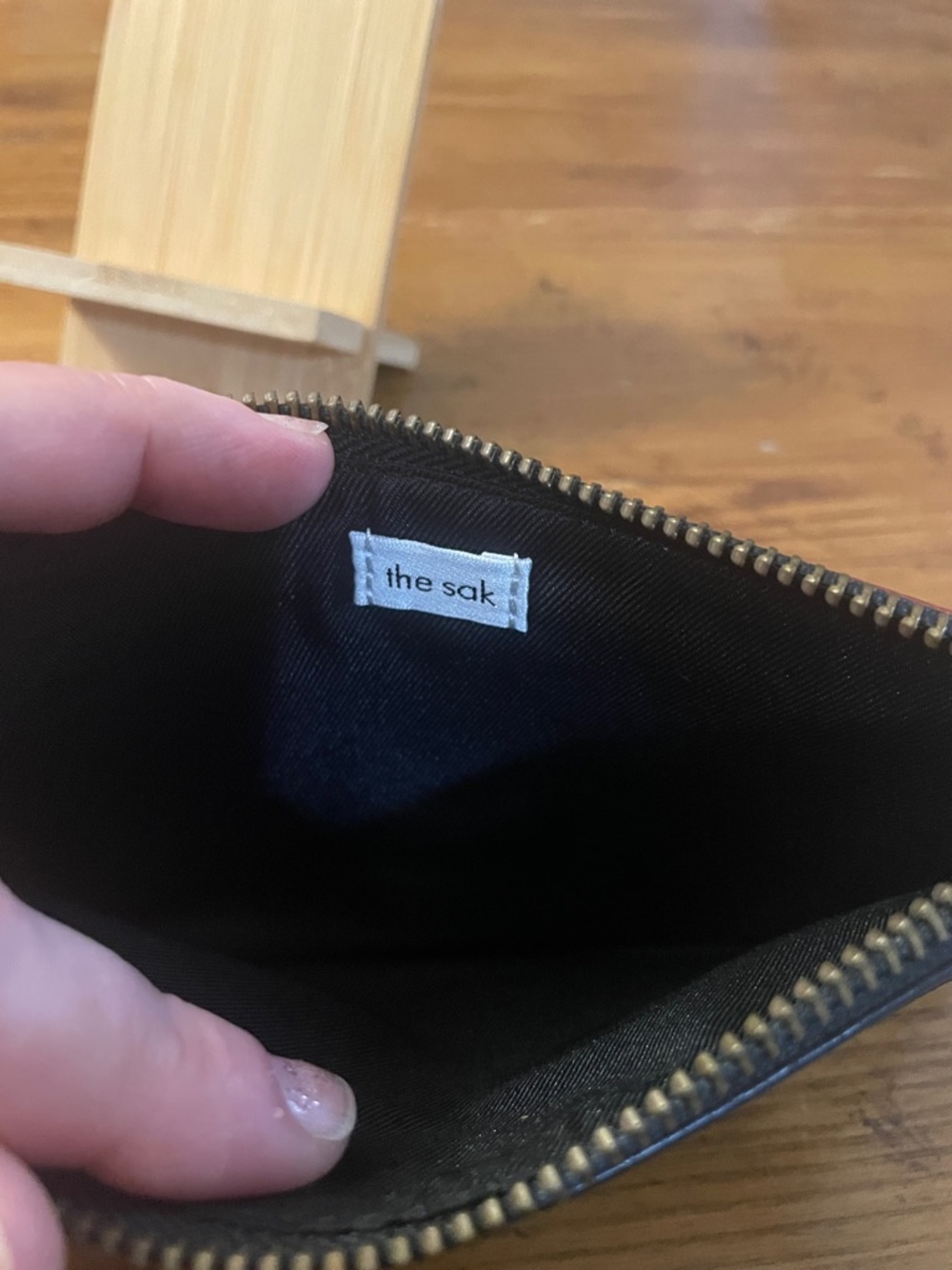 The Sak Black Leather wristlet with Gold-Tone Zipper - Picture 5 of 12